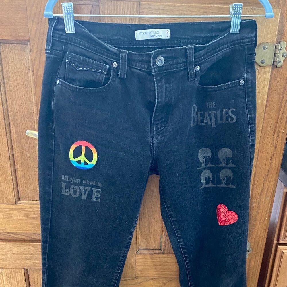 The Beatles All You Need is Love Reworked Bespoke Levis Size 6